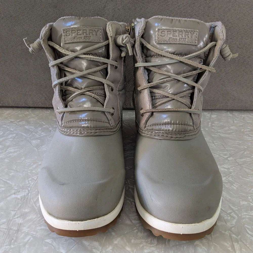 Sperry Saltwater Puffer Duck Boots Womens 6.5 Waterproof Thinsulate Taupe